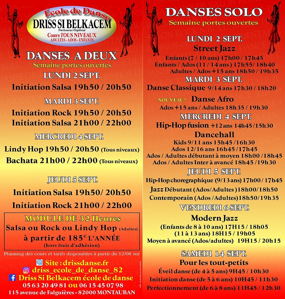 SALSA BACHATA JAZZ CLASSIQUE HIP HOP CONTEMPORAIN LINDY HOP  STREET JAZZ EVEIL ENFANTS ADOS DANSE  DANCHEHALL AFRO